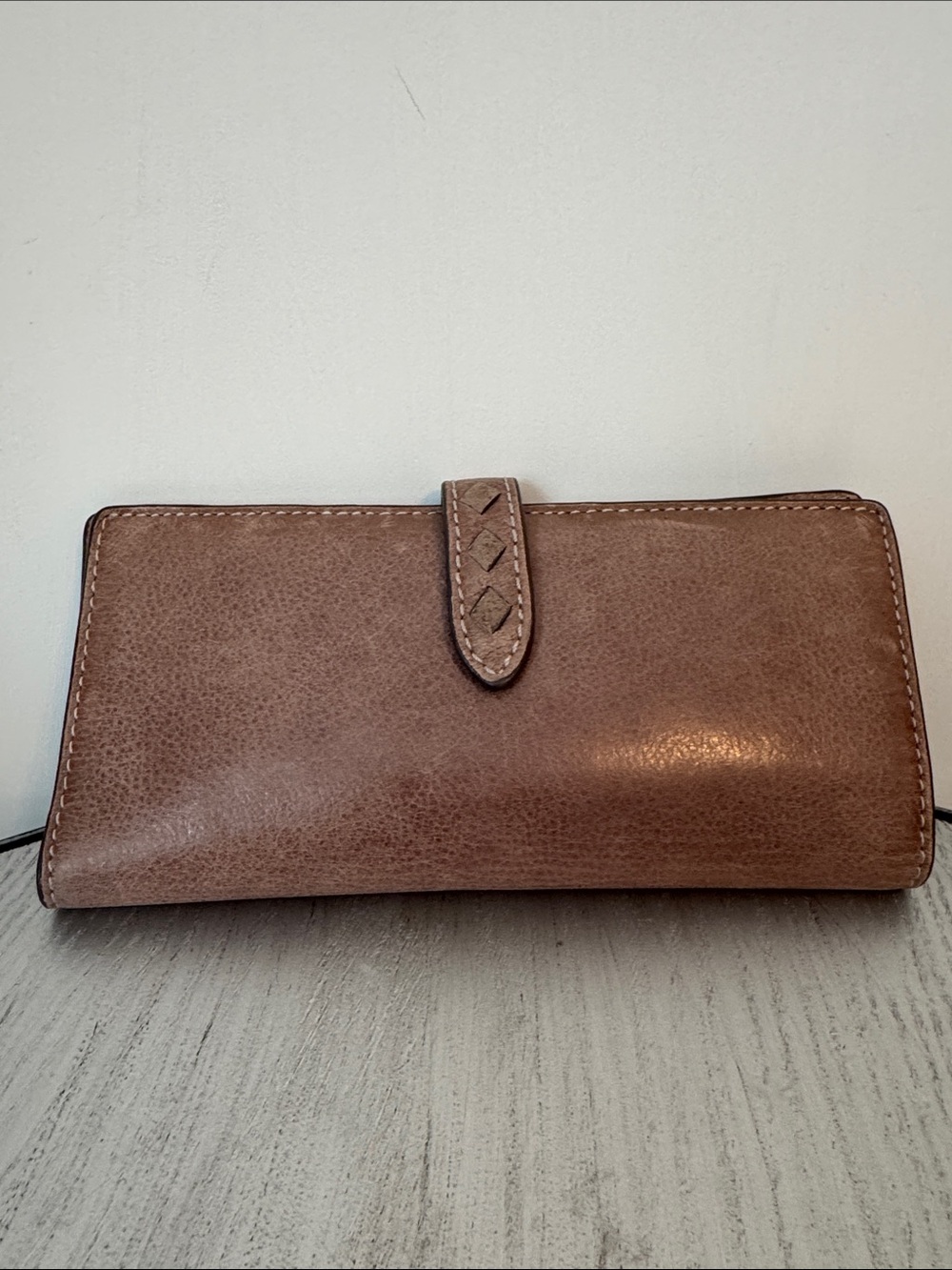 FRYE AND CO. Brown Leather Snap-Tab Wallet Clutch